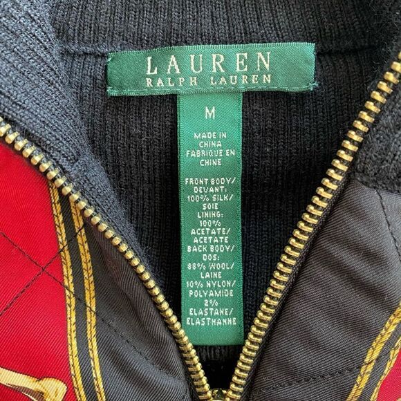 Ralph Lauren Equestrian Silk Wool Cardigan Sweater Shawl Collar Equestrian Mediu - Picture 3 of 4